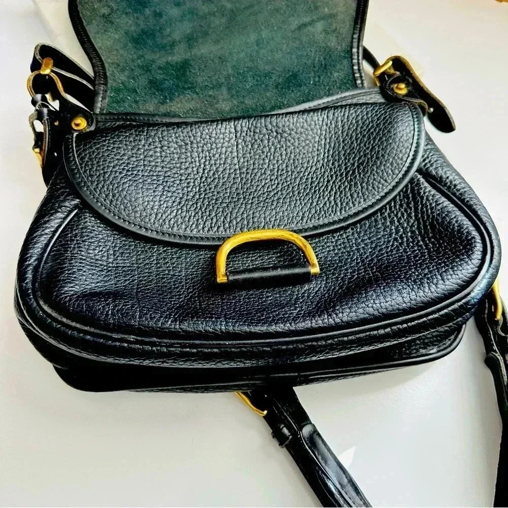 Rare Vintage Dooney & Bourke Leather Black Horseshoe Crossbody Bag
